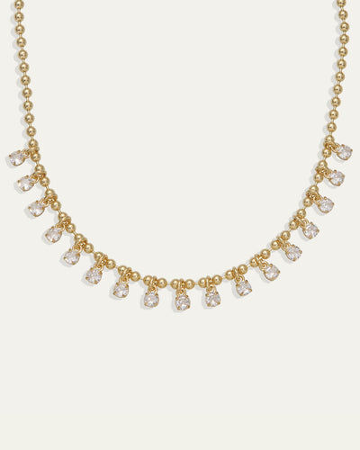 Customer wearing necklace