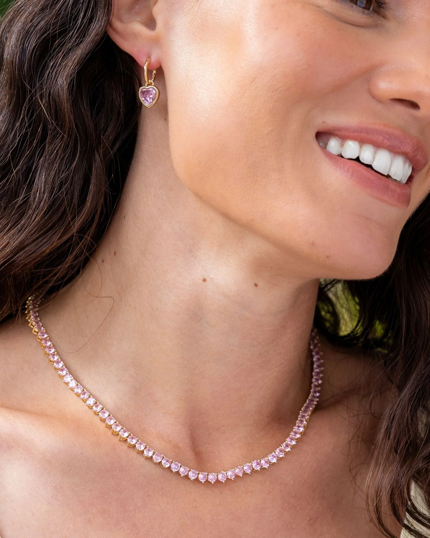 Inheritance Tennis Necklace with Simulated Pink Sapphires