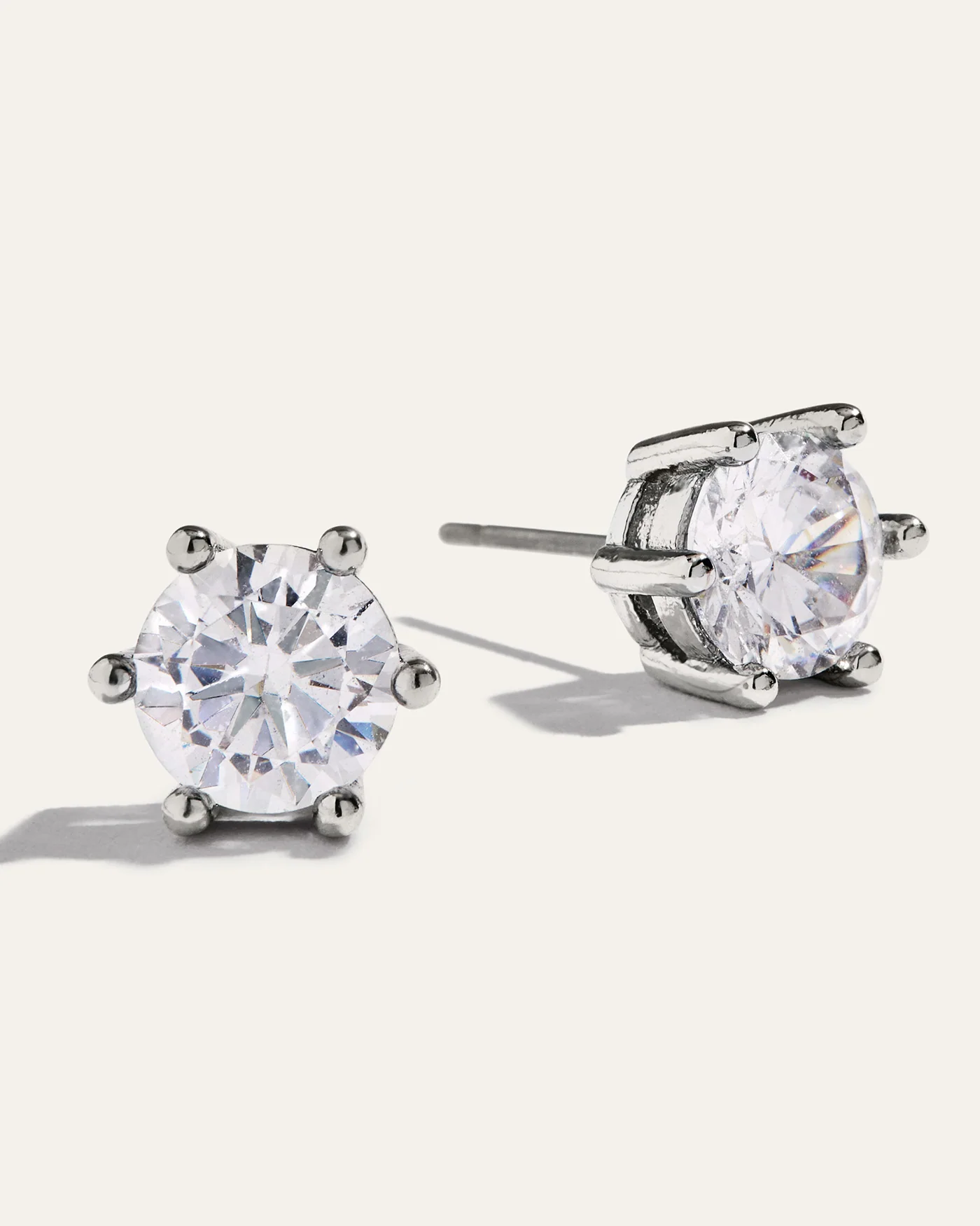 Sparkle Stud Earrings in Silver with Simulated Diamonds