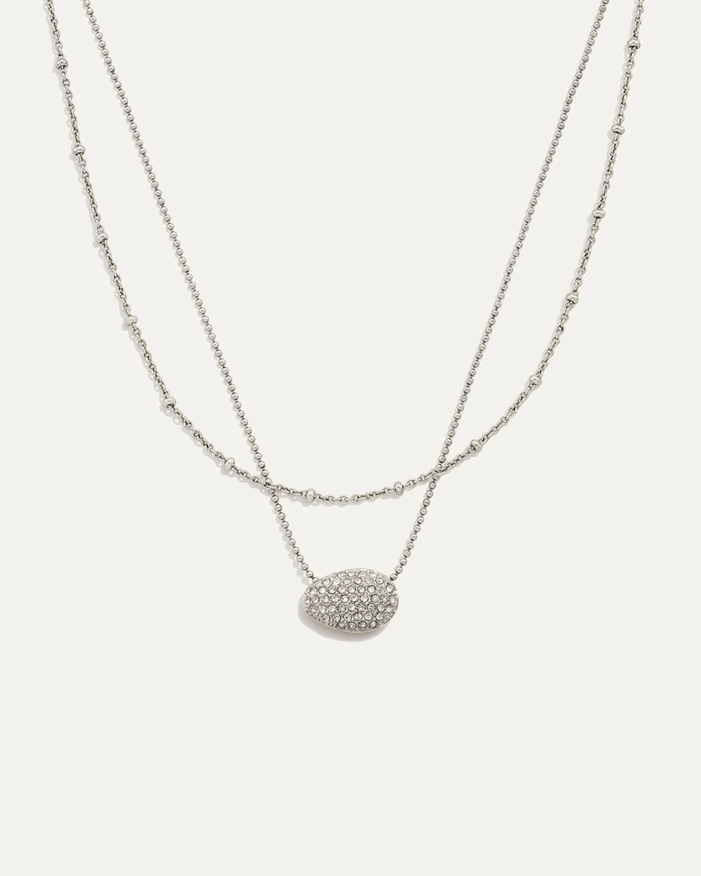 Ulani Look of Layered Necklace in Silver with Pavé Pendant