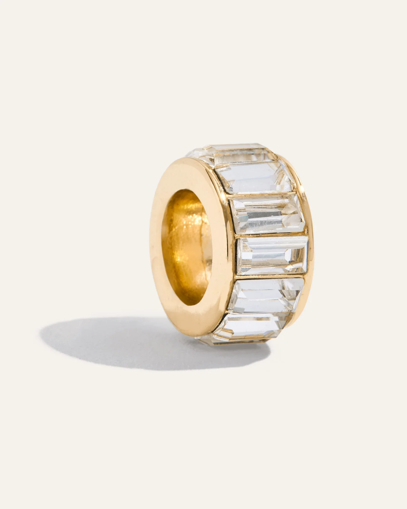 Channel Set Rondelle Charm in 12 Karat Gold-Plated Brass