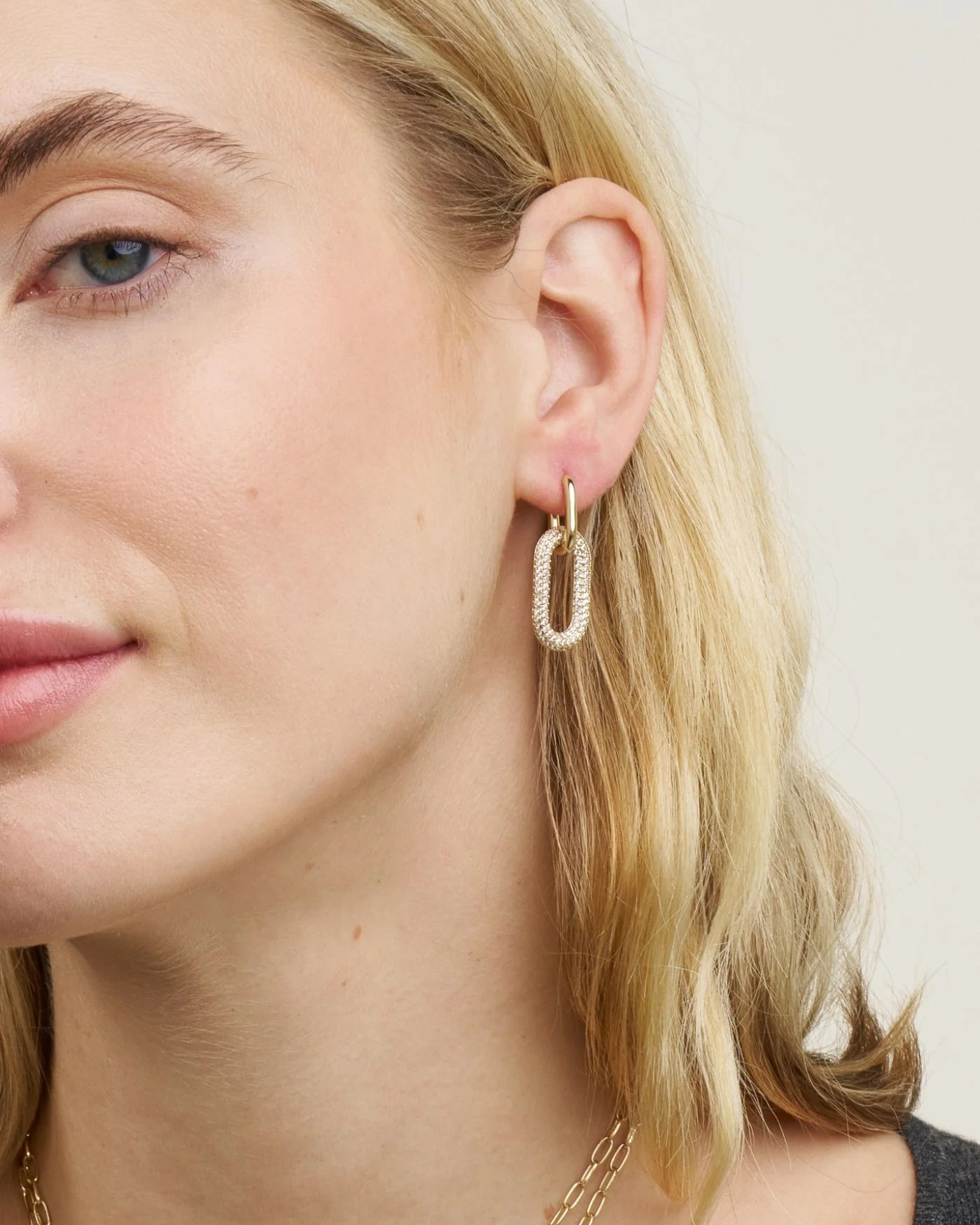 3-in-1 Reversible Pavé Hoop Link Earrings in Silver