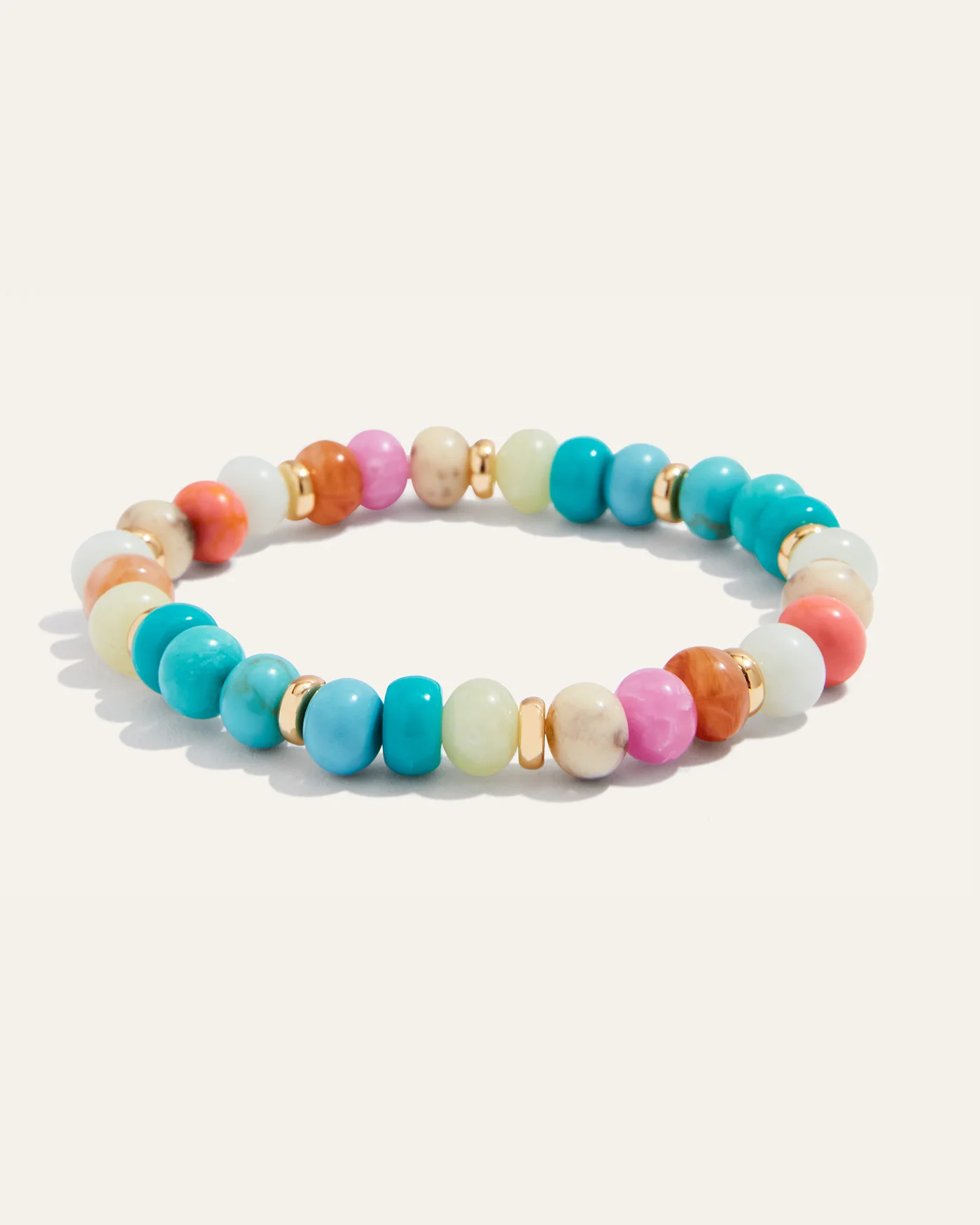 Pastel Beaded Candy Stretch Bracelet with Semi-Precious Stones