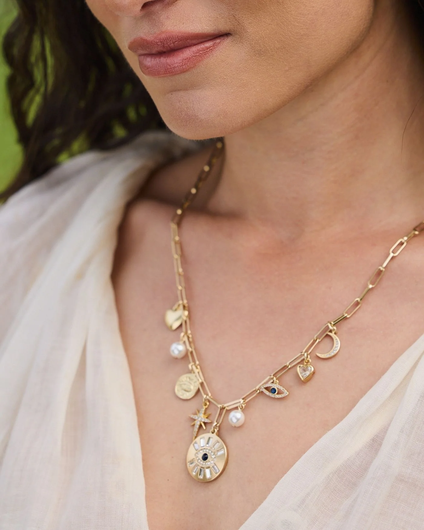 Evil Eye Mixed Charm Necklace