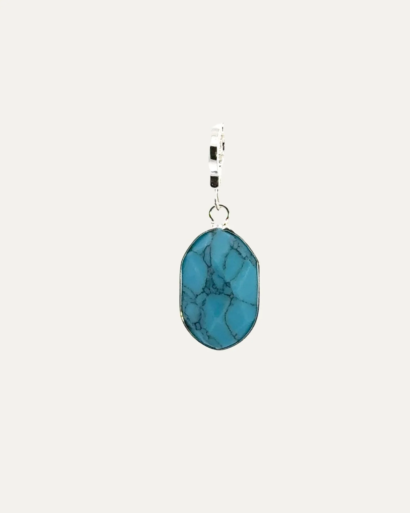 Tatum Turquoise Charm in Rhodium-Dipped Brass