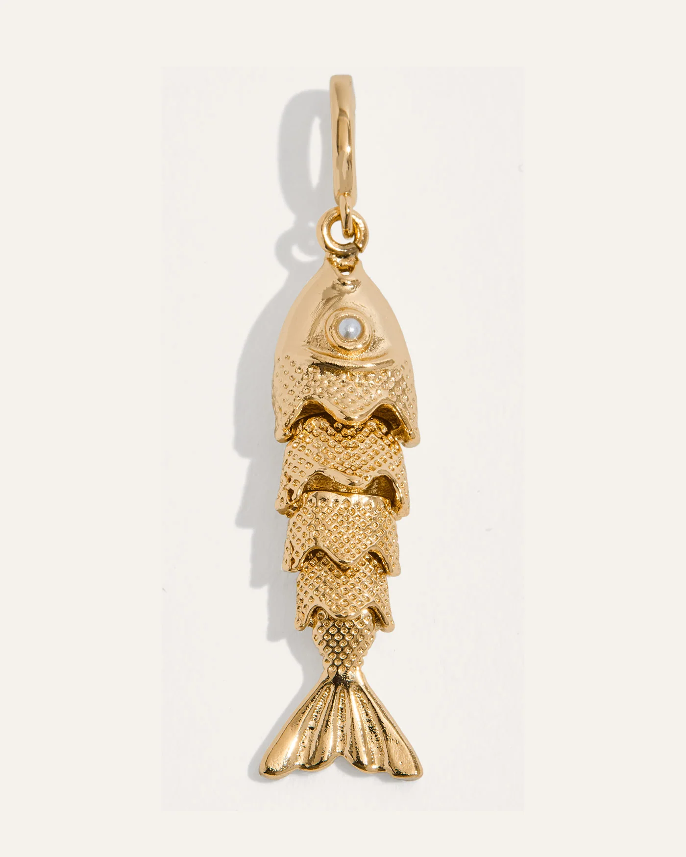 Lucky Fish Charm in 12k Gold-Plated Brass with Pearl Eye