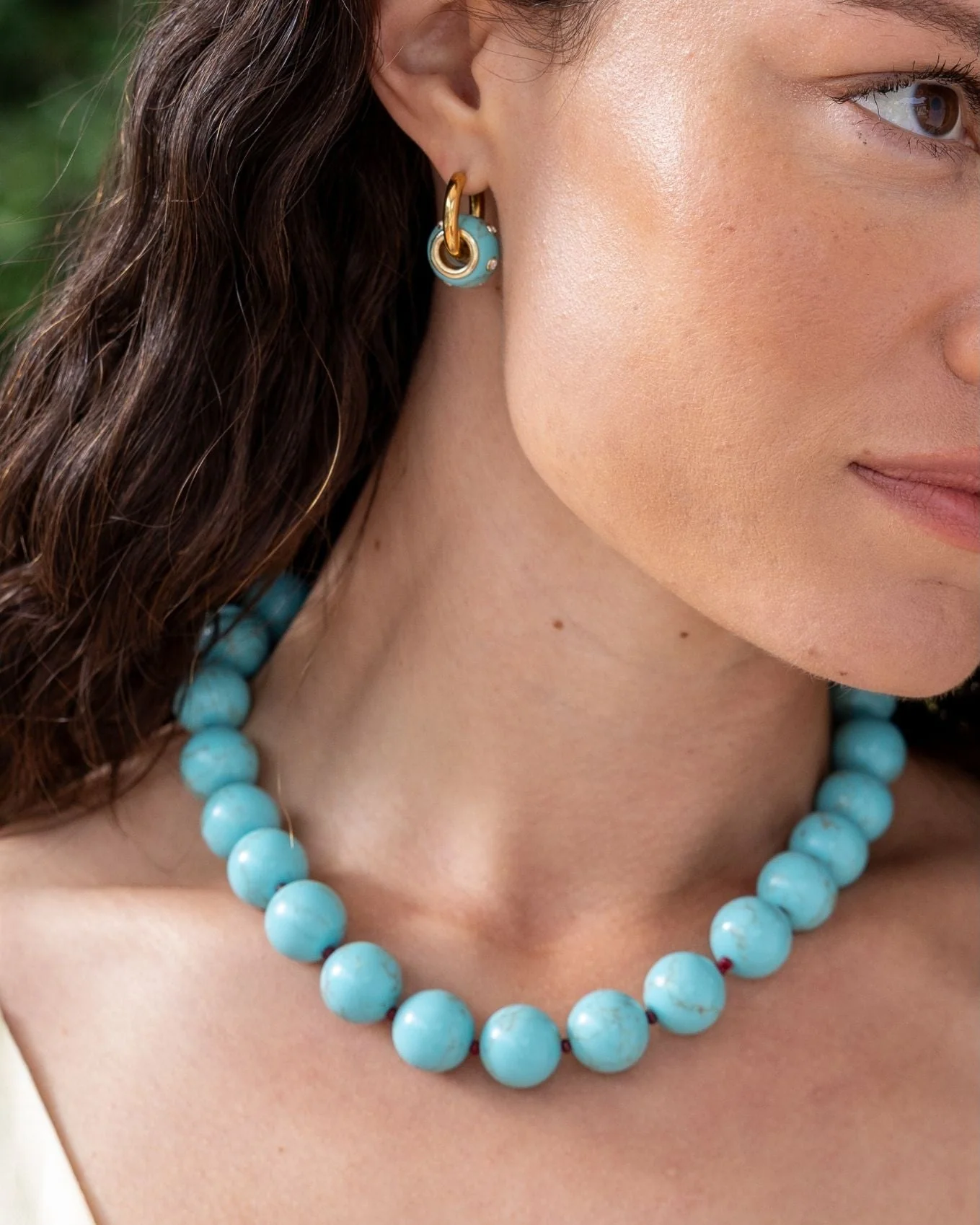 Turquoise Gumball Necklace with Simulated Turquoise Beads