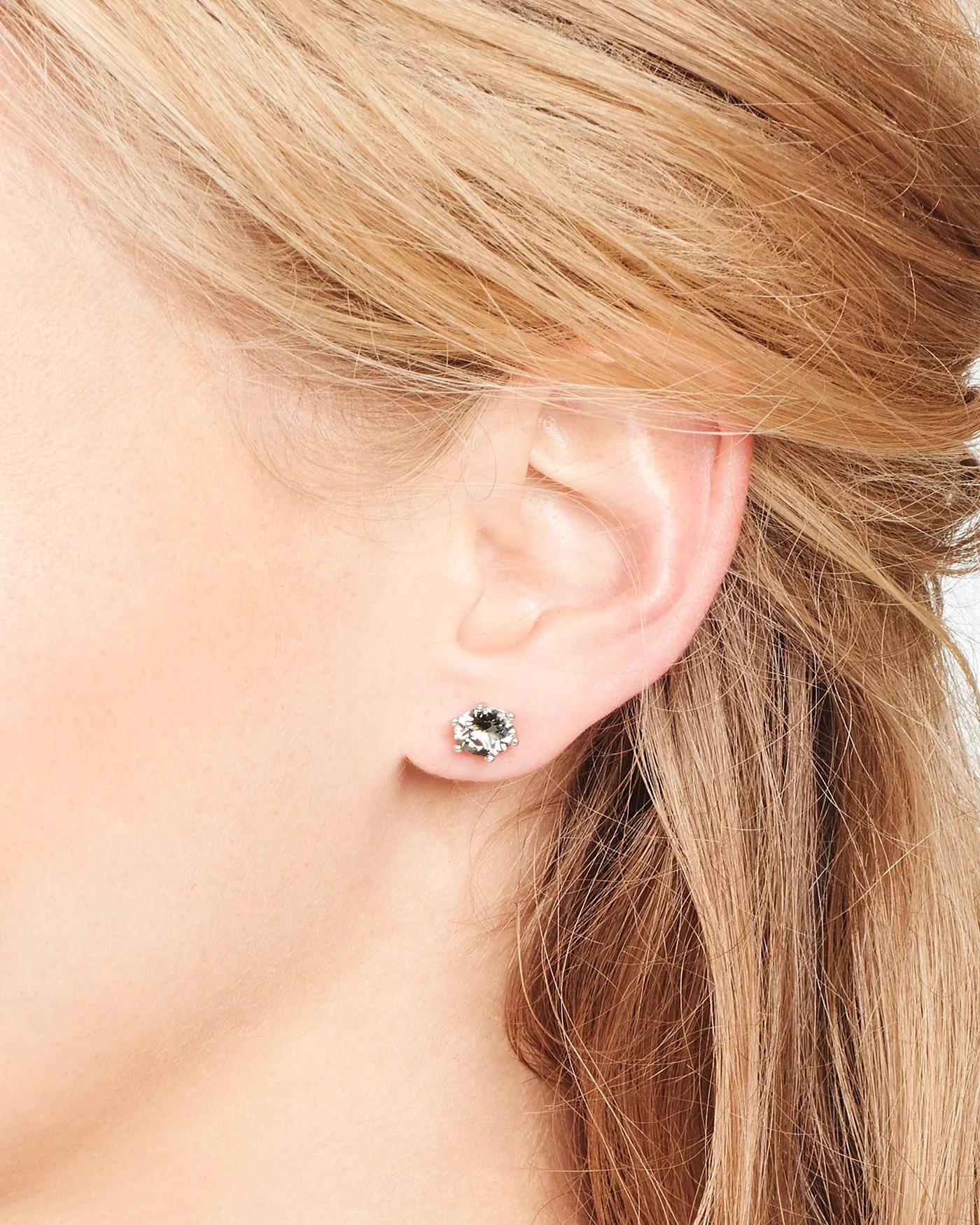 Sparkle Stud Earrings in Silver with Simulated Diamonds