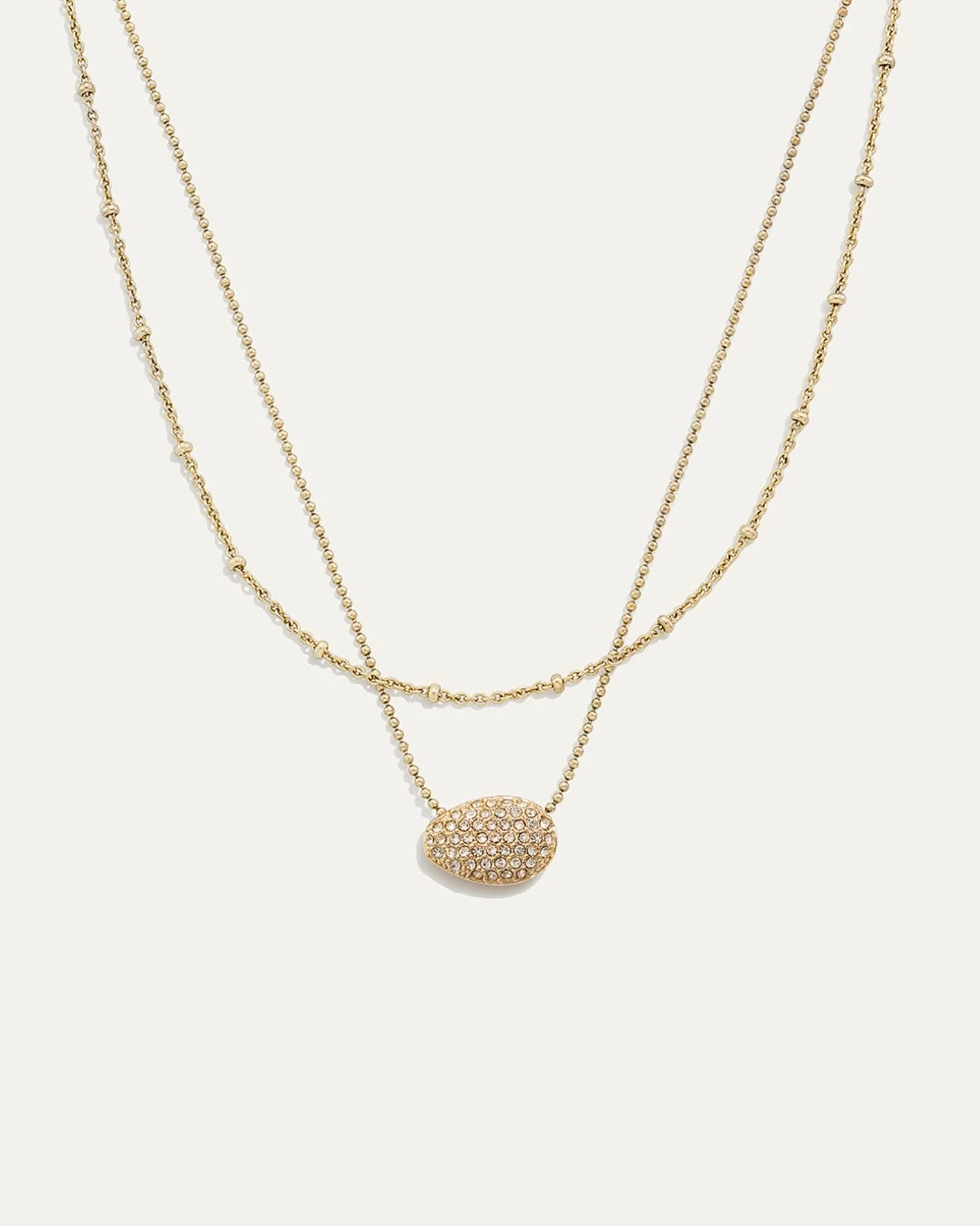 Ulani Look of Layered Necklace with Pave Nugget Pendant