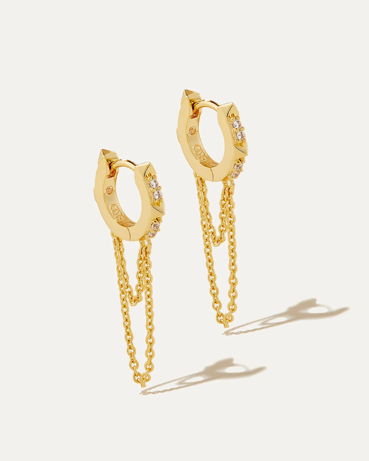 Charlotte Renegade Chain Huggie Hoop Earrings with Drop Chains