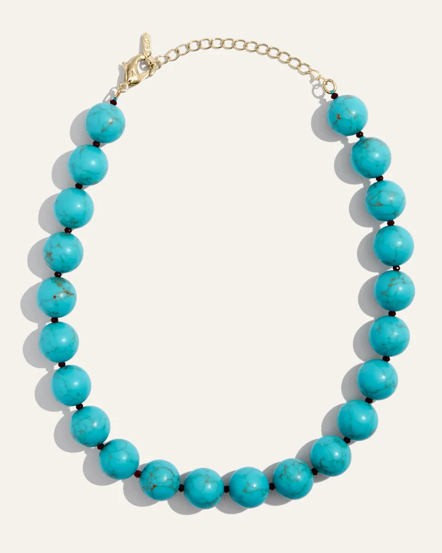Turquoise Gumball Necklace with Simulated Turquoise Beads