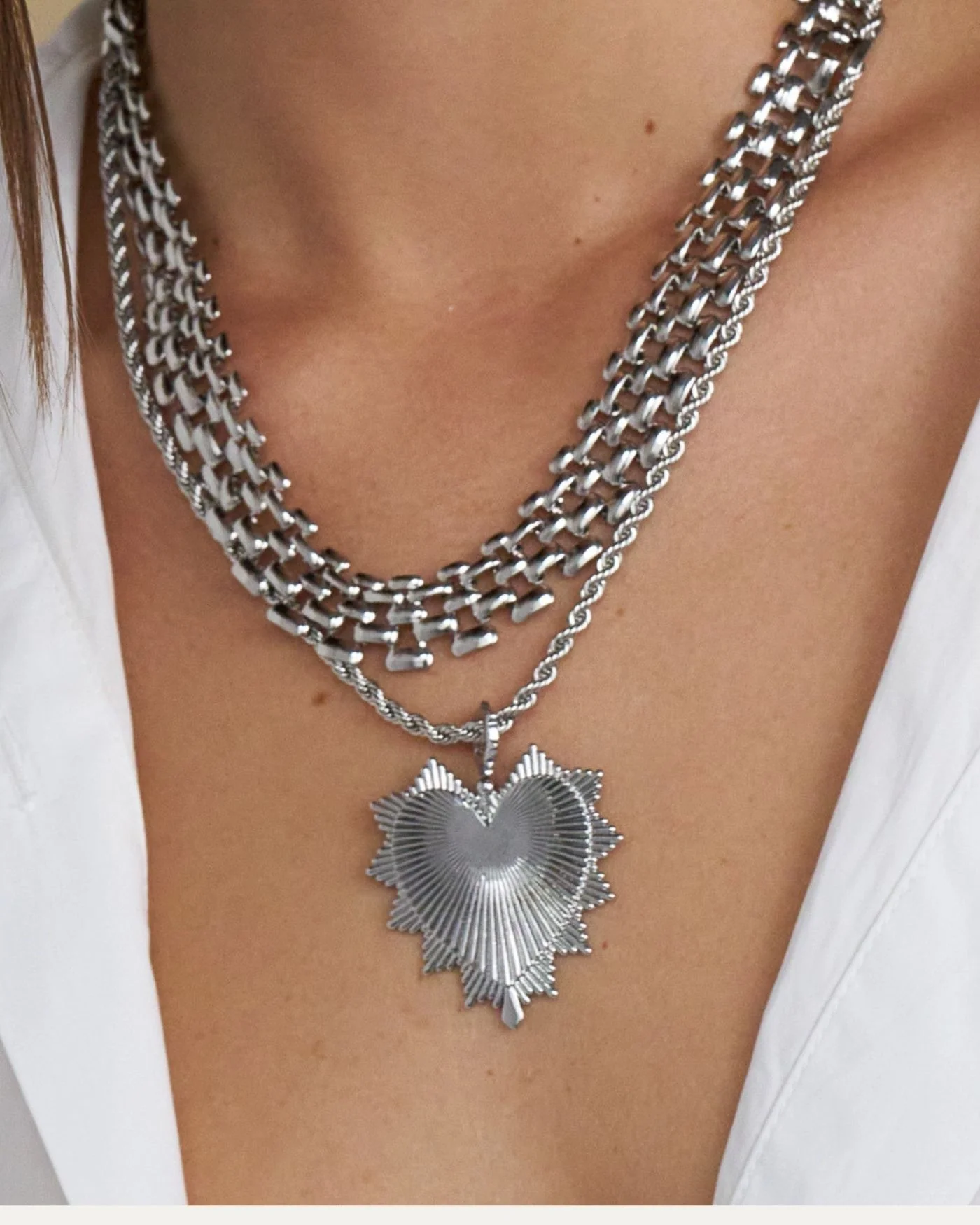 Tatum Silver Vintage Heart Charm with Swivel Clip