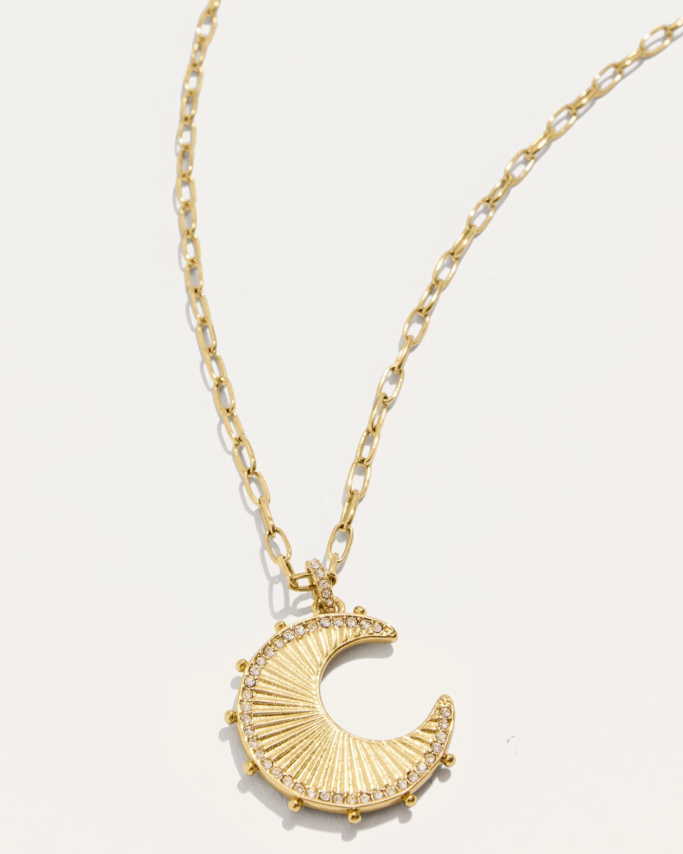 Moon Phases Reversible Charm Necklace with Stone Inlay and Simulated Diamonds